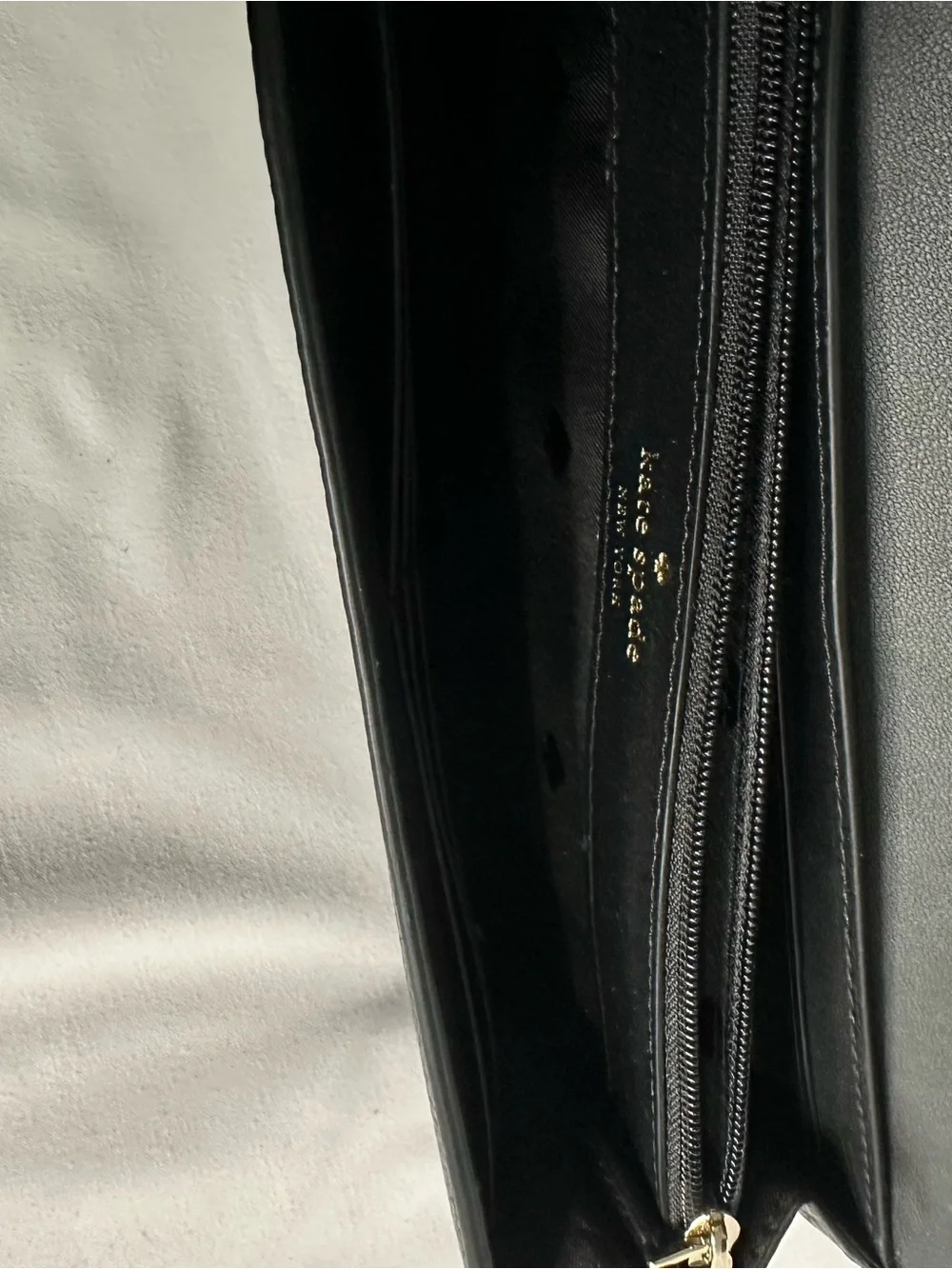 Kate Spade Marti Black Pebbled Leather Flap Zip Clutch Wallet